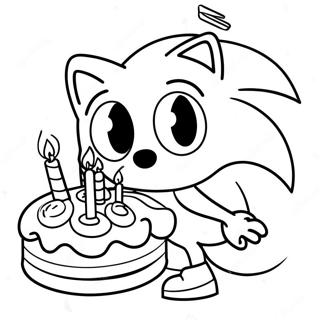 Sonic With Birthday Cake Coloring Page 37667-31342