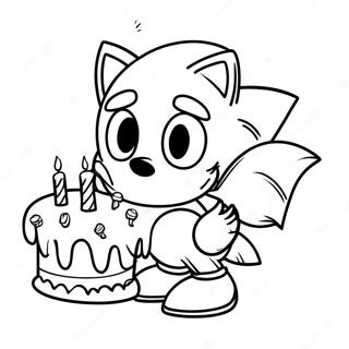 Sonic With Birthday Cake Coloring Page 37667-31343