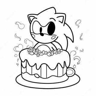 Sonic With Birthday Cake Coloring Page 37667-31344