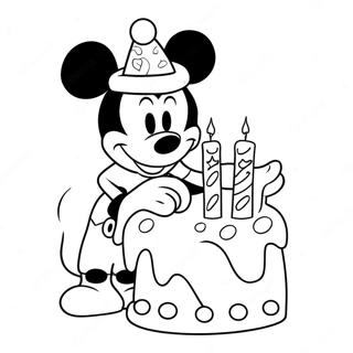 Mickey Mouse With Birthday Cake Coloring Page 37697-31367