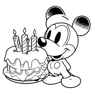 Mickey Mouse With Birthday Cake Coloring Page 37697-31368