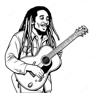 Bob Marley Playing Guitar Coloring Page 37707-31377