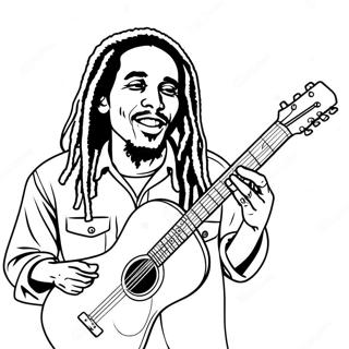 Bob Marley Playing Guitar Coloring Page 37707-31378