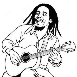 Bob Marley Playing Guitar Coloring Page 37707-31380