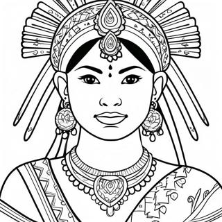 Indian Girl Traditional Dress Coloring Page 37716-31362