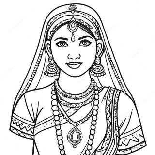 Indian Girl Traditional Dress Coloring Page 37716-31364