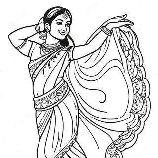 Indian Girl Dancing In A Saree Coloring Page 37717-31381