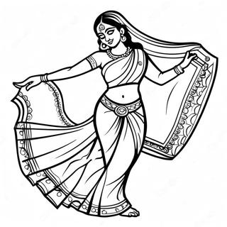 Indian Girl Dancing In A Saree Coloring Page 37717-31382