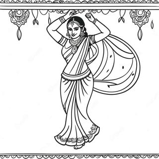 Indian Girl Dancing In A Saree Coloring Page 37717-31383