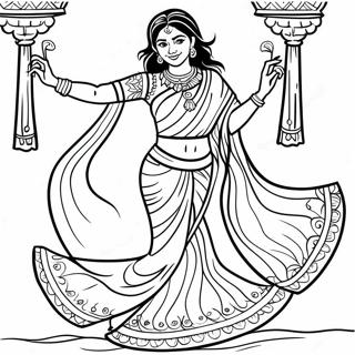 Indian Girl Dancing In A Saree Coloring Page 37717-31384