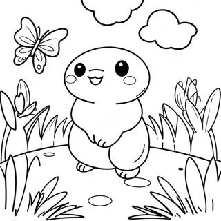 Tiny Ping In A Colorful Garden Coloring Page 37767-31428