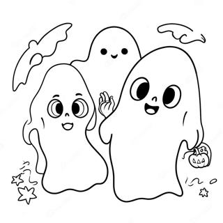 Adorable Ghosts Trick Or Treat Coloring Page 37787-31454