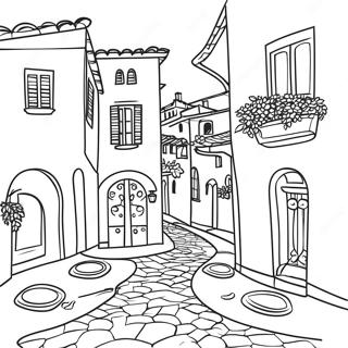 Charming Italian Village Coloring Page 3781-3064