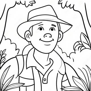 Adventurous Explorer In Jungle Coloring Page 37827-31474