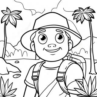 Adventurous Explorer In Jungle Coloring Page 37827-31475