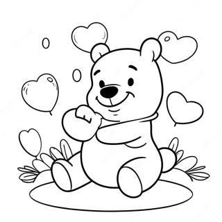 Cute Winnie The Pooh With Hearts Coloring Page 37857-31491