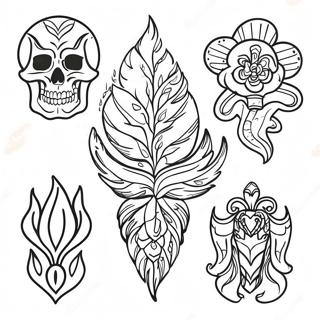 Vintage American Traditional Tattoo Designs Coloring Page 37977-31593