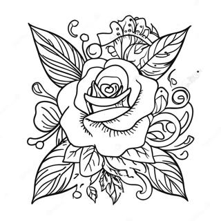 Vintage American Traditional Tattoo Designs Coloring Page 37977-31595