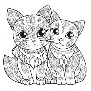 Cat And Dog Adult Coloring Page 37986-31599