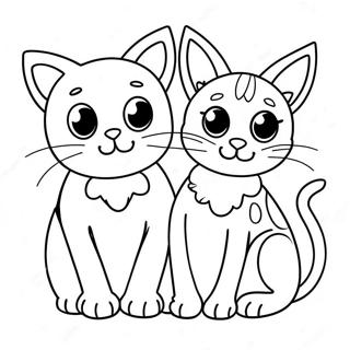 Whimsical Cat And Dog Coloring Page 37987-31590