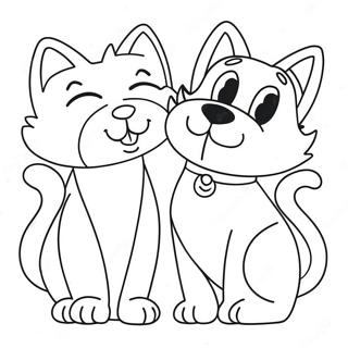 Whimsical Cat And Dog Coloring Page 37987-31591