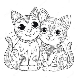 Whimsical Cat And Dog Coloring Page 37987-31592