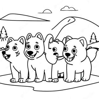 Playful Arctic Dogs In Snow Coloring Page 38007-31610