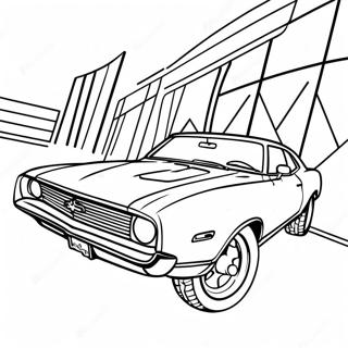 Classic Muscle Car In Action Coloring Page 3801-3080