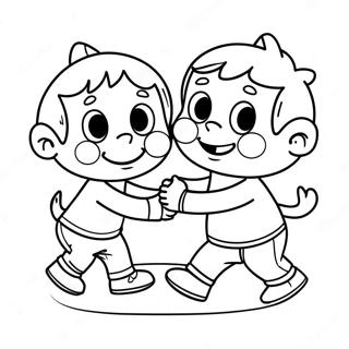 Funny Brothers Playing Together Coloring Page 38047-31641