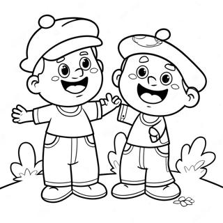 Funny Brothers Playing Together Coloring Page 38047-31642