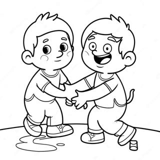 Funny Brothers Playing Together Coloring Page 38047-31644