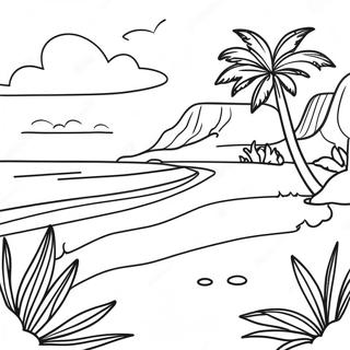 Hawaii Scenic Beach Coloring Page 38076-31666