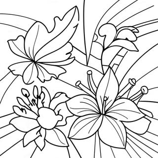 Tropical Hawaiian Flowers Coloring Page 38077-31663