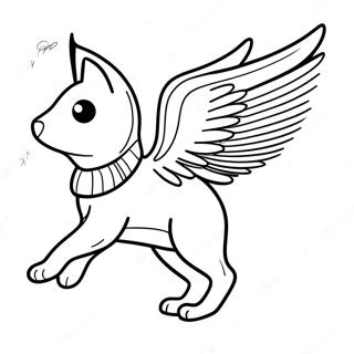 Fantasy Winged Cat In Flight Coloring Page 38087-31677