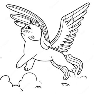 Fantasy Winged Cat In Flight Coloring Page 38087-31680