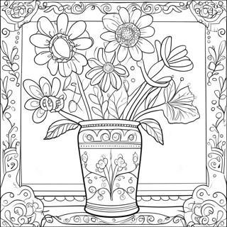 Colorful Flowers In A Decorative Vase Coloring Page 38117-31708