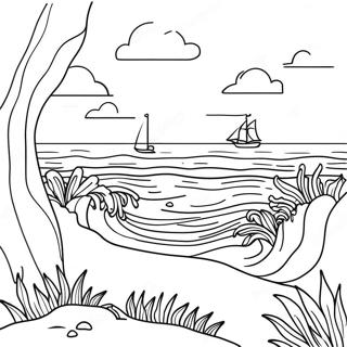 Outer Banks Sunset Over The Ocean Coloring Page 3811-3085