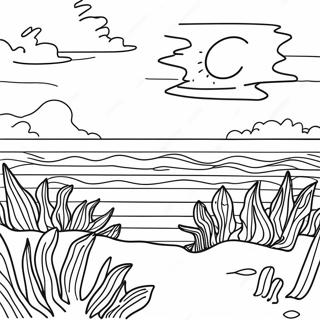 Outer Banks Sunset Over The Ocean Coloring Page 3811-3087