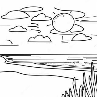 Outer Banks Sunset Over The Ocean Coloring Page 3811-3088