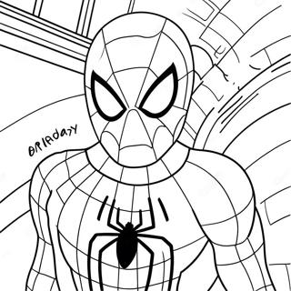 Spiderman Happy Birthday Coloring Page 38136-31719