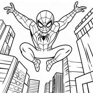 Spiderman Swinging Through The City Coloring Page 38137-31710