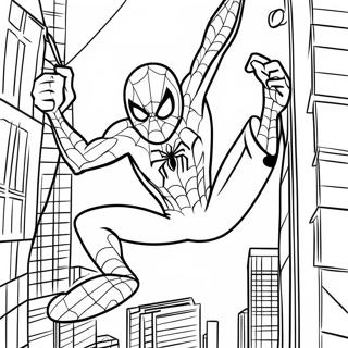 Spiderman Swinging Through The City Coloring Page 38137-31712