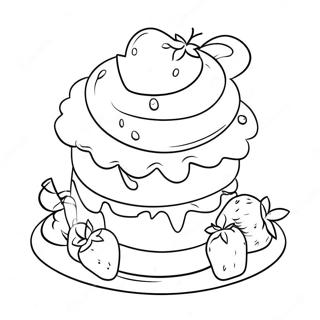 Delicious Strawberry Shortcake With Cherry Jam Coloring Page 38217-31787