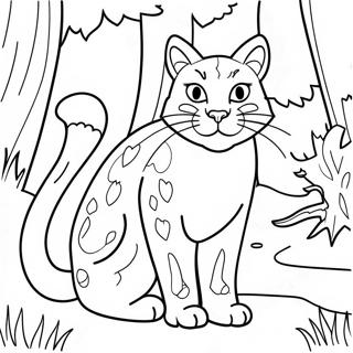 Majestic Wildcat In A Forest Coloring Page 38227-31793