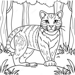 Majestic Wildcat In A Forest Coloring Page 38227-31794