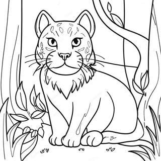 Majestic Wildcat In A Forest Coloring Page 38227-31795