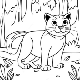 Majestic Wildcat In A Forest Coloring Page 38227-31796