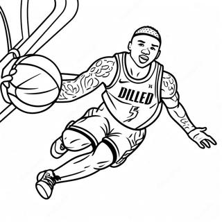 Damian Lillard Dunking Coloring Page 38267-31827