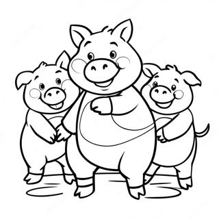 Happy Three Little Pigs Coloring Page 3831-3101