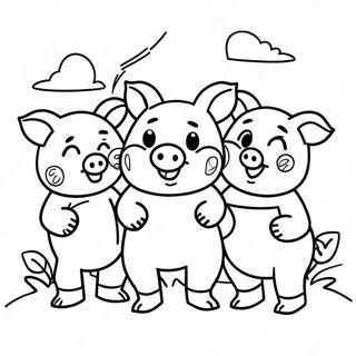 Happy Three Little Pigs Coloring Page 3831-3102